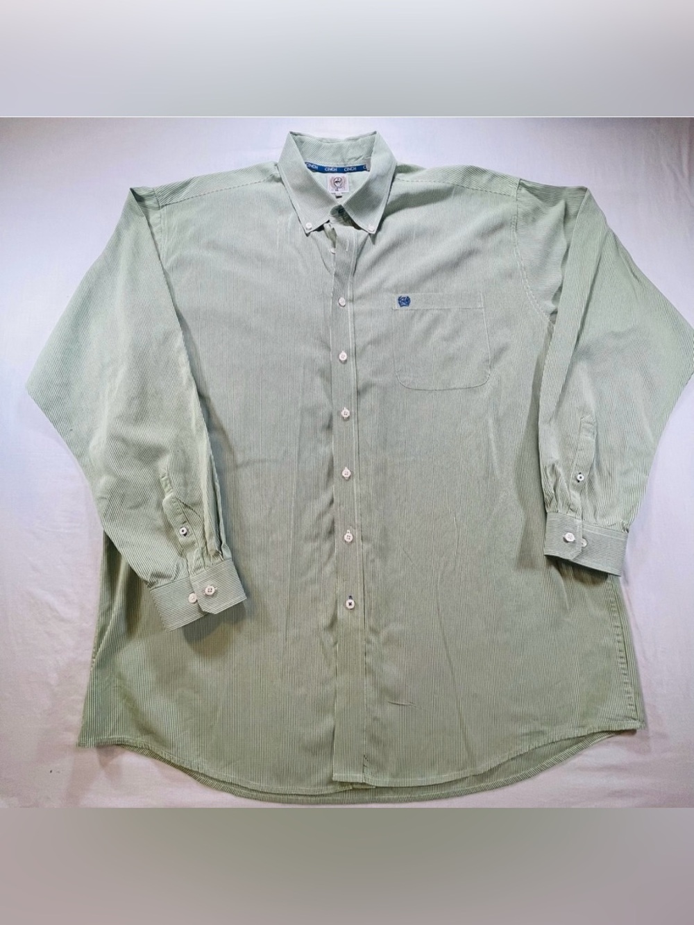 Cinch Shirt Mens 2XL Green Striped Button Down Long Sleeve Western Cowboy Rodeo